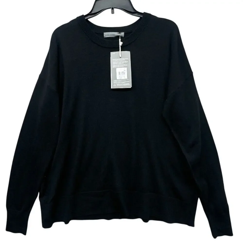 Icebreaker Shearer Crewe Sweater Women's L Black 100% Merino Wool Cozy - Picture 2 of 5